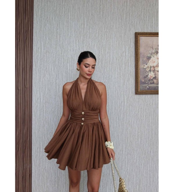 215764 KAHVE ELBİSE