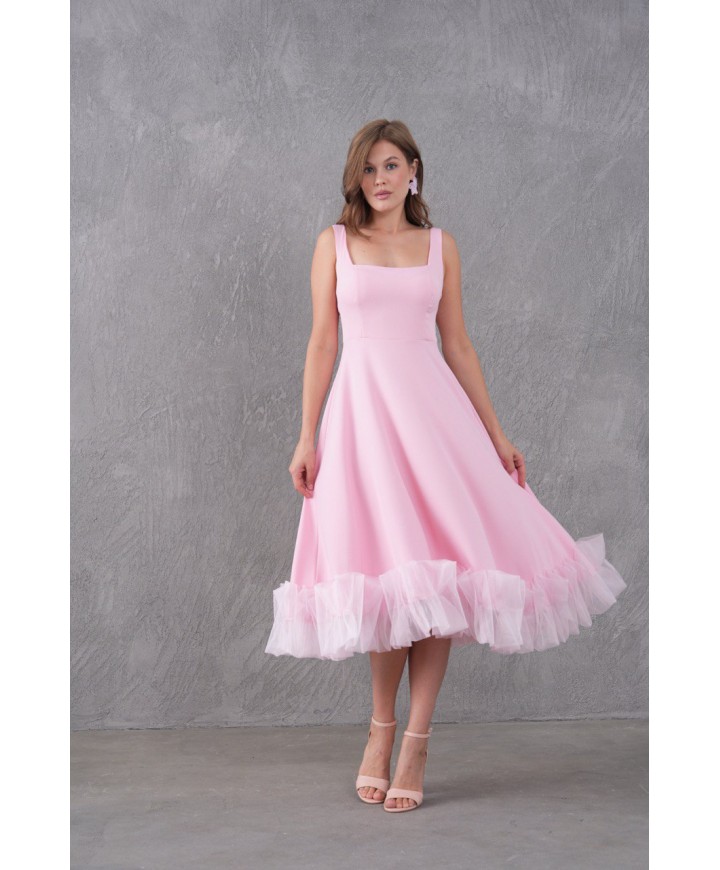 215802 PEMBE ABİYE ATLAS KUMAS
