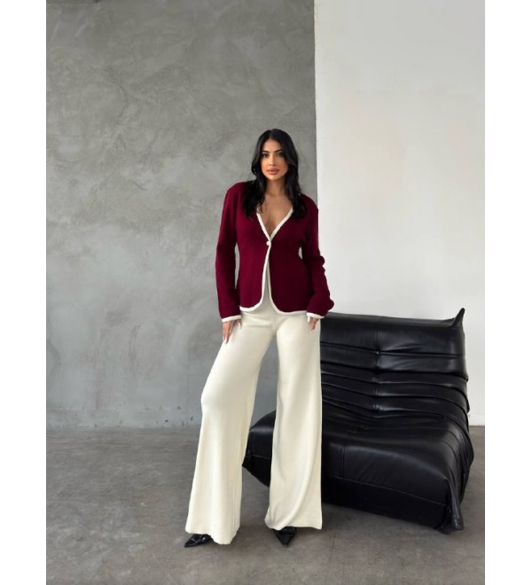 215830 BORDO BEYAZ TAKIM TRİKO