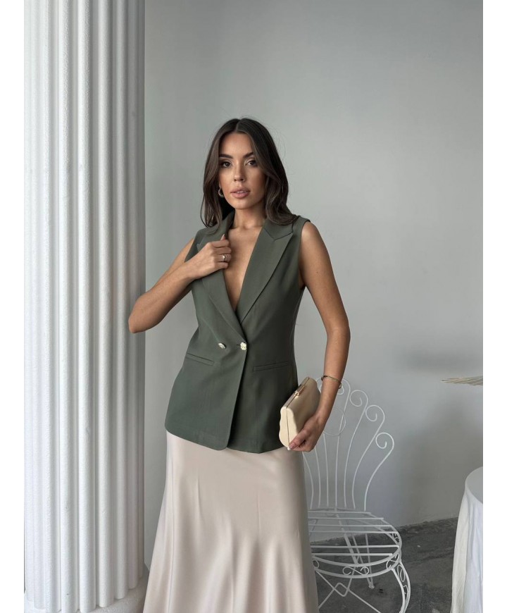 215851 HAKİ YELEK ATLAS KUMAS