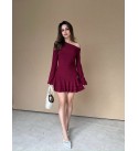 215863 BORDO ELBİSE SANDY KUMAŞ