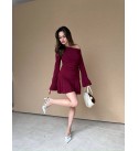 215863 BORDO ELBİSE SANDY KUMAŞ