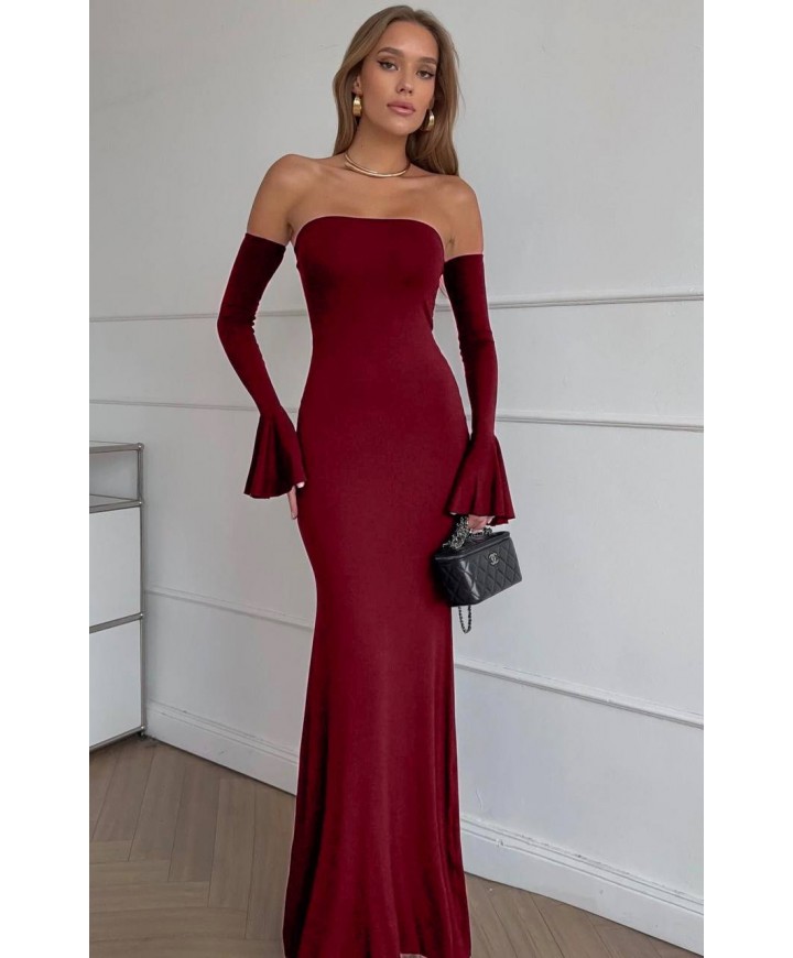 215926 BORDO ELBİSE OYSHO KUMAŞ