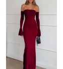 215926 BORDO ELBİSE OYSHO KUMAŞ