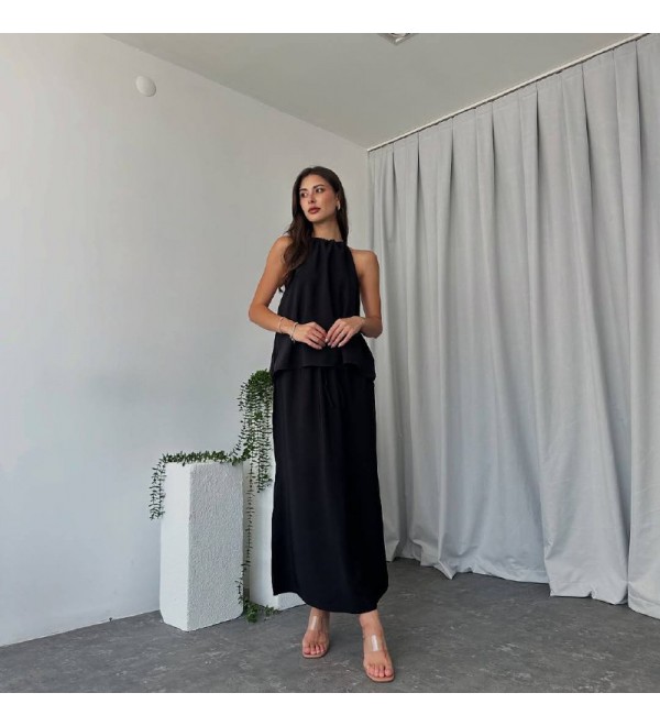 215934 SİYAH TAKIM SATEN KUMAŞ