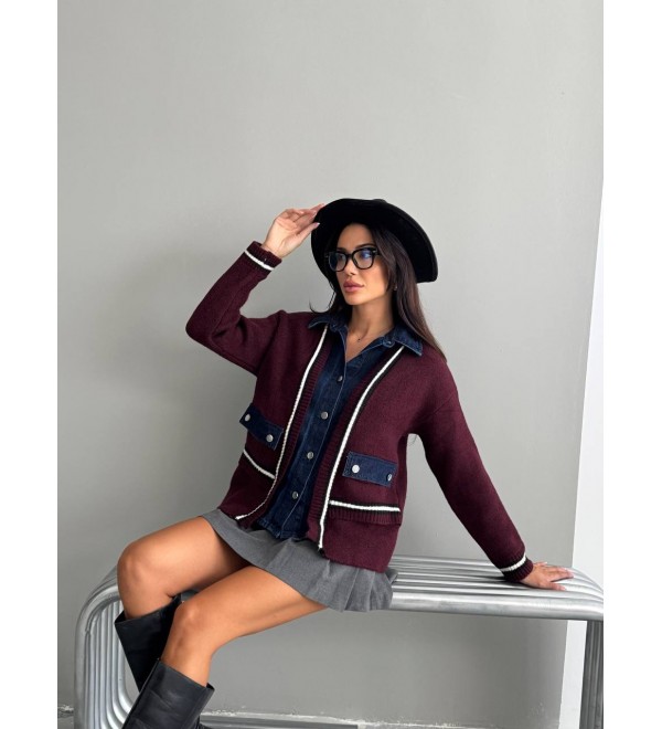 215961 Burgundy CARDIGAN KNITWEAR