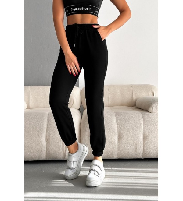 215984 BLACK Tracksuits six Modal fabric
