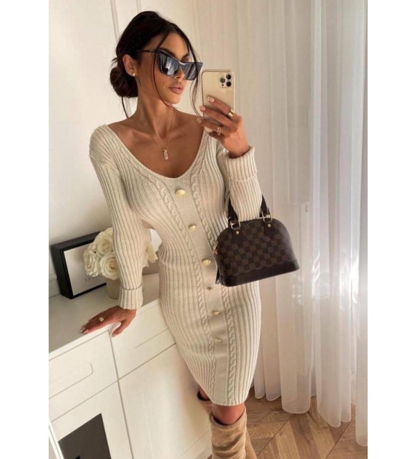216039 BEJ ELBİSE TRİKO