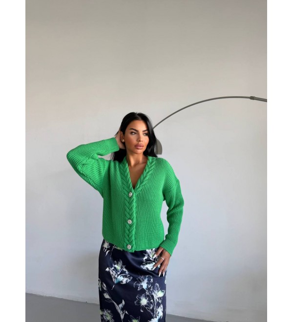 216051 GREEN CARDIGAN KNITWEAR
