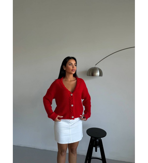 216053 RED CARDIGAN KNITWEAR