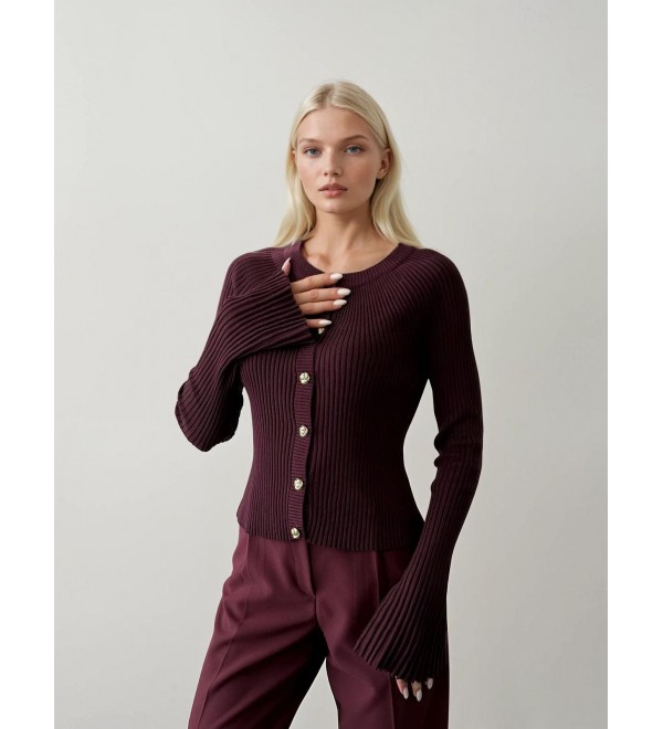 216064 COFFEE CARDIGAN KNITWEAR