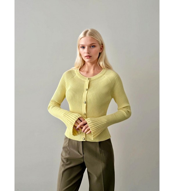 216065 YELLOW CARDIGAN KNITWEAR