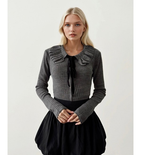 216071 GRAY CARDIGAN KNITWEAR