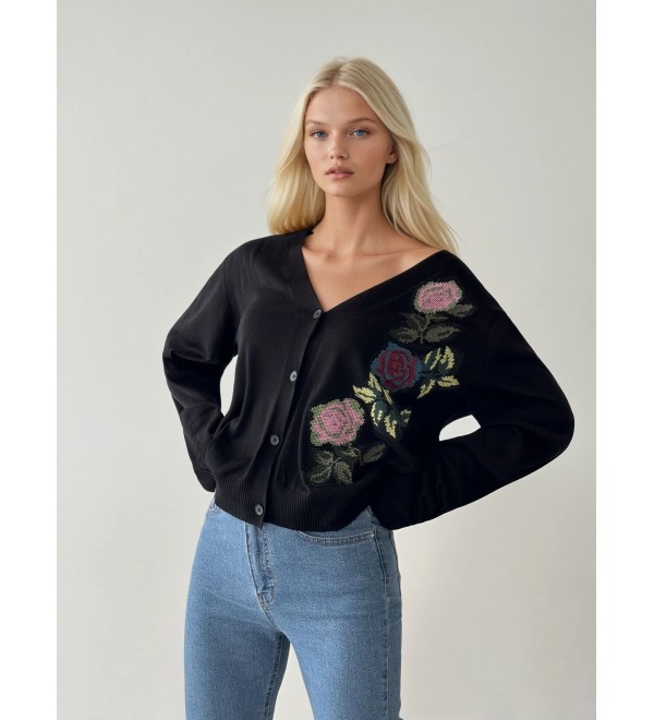216074 BLACK CARDIGAN KNITWEAR