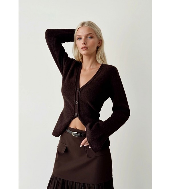 216076 COFFEE CARDIGAN KNITWEAR
