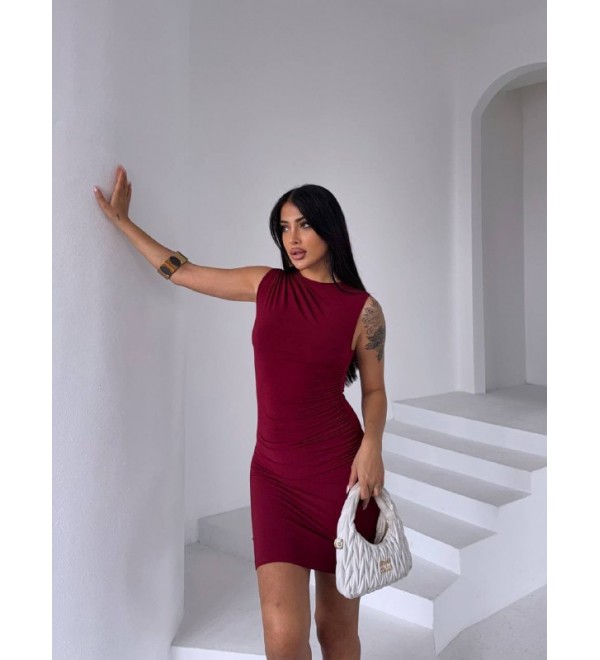 216106 BORDO ELBİSE SANDY KUMAŞ