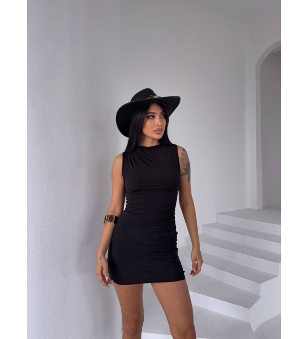 216107 SİYAH ELBİSE SANDY KUMAŞ