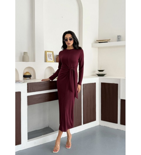 216117 BORDO ELBİSE MODAL KUMAŞ