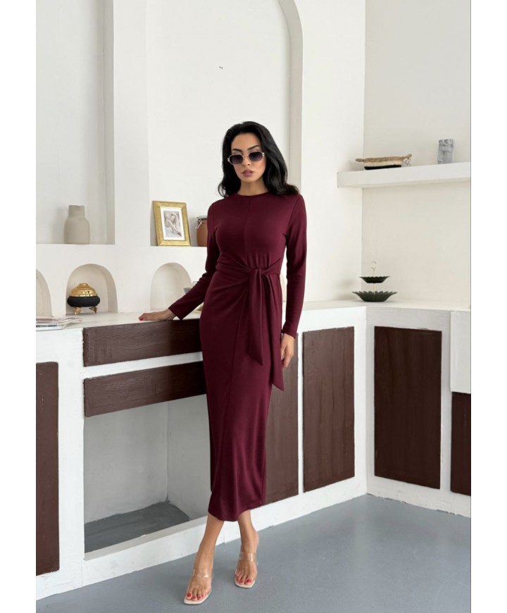 216117 BORDO ELBİSE MODAL KUMAŞ