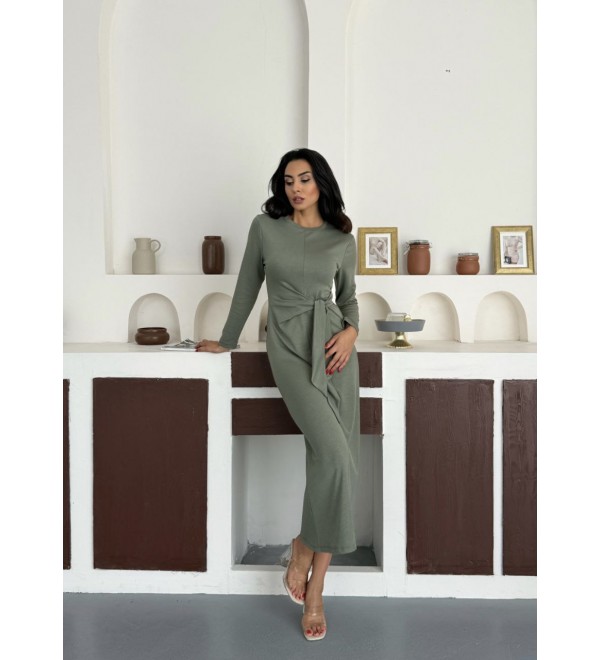 216118 GRİ ELBİSE MODAL KUMAŞ