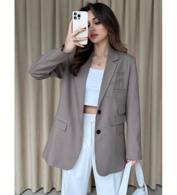 216209 GRİ CEKET ATLAS KUMAS