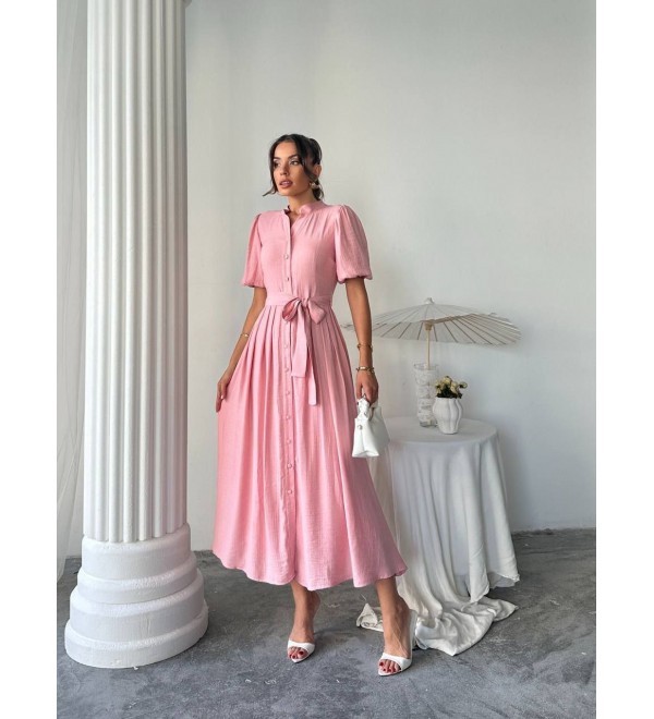 216251 PEMBE ELBİSE AYROBİN KUMAŞ