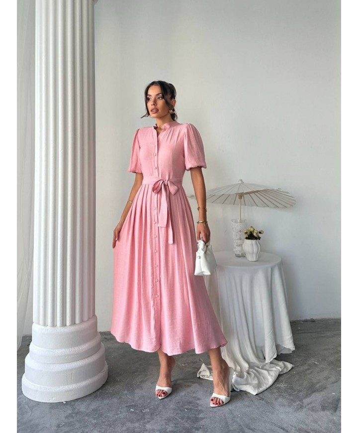 216251 PEMBE ELBİSE AYROBİN KUMAŞ