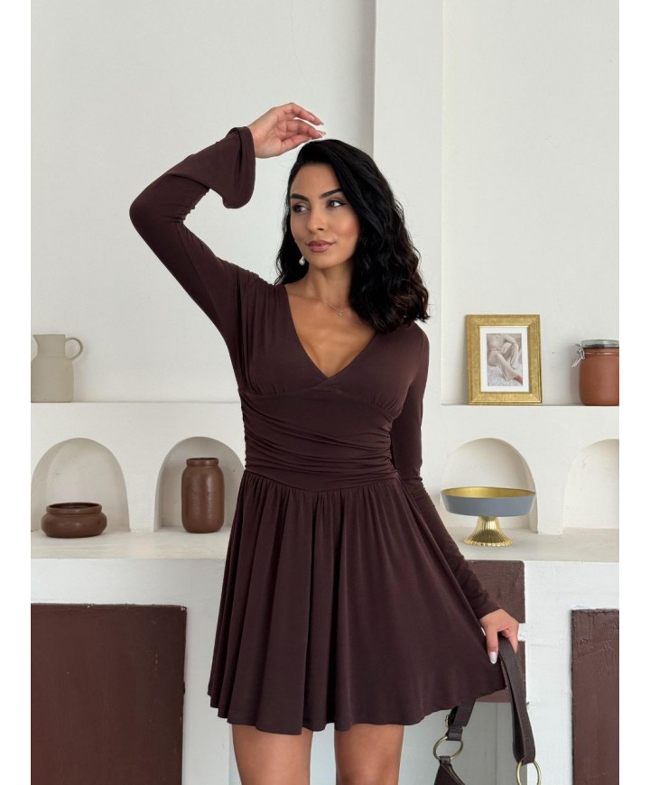 216270 KAHVE ELBİSE SANDY KUMAŞ