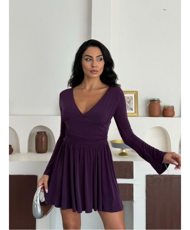 216272 MOR ELBİSE SANDY KUMAŞ