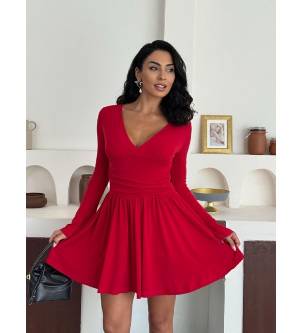 216273 KIRMIZI ELBİSE SANDY KUMAŞ