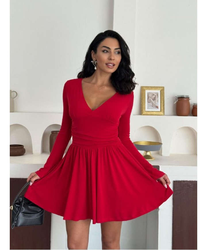 216273 KIRMIZI ELBİSE SANDY KUMAŞ