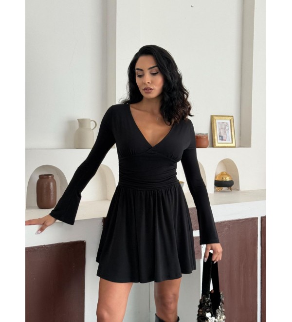 216276 SİYAH ELBİSE SANDY KUMAŞ