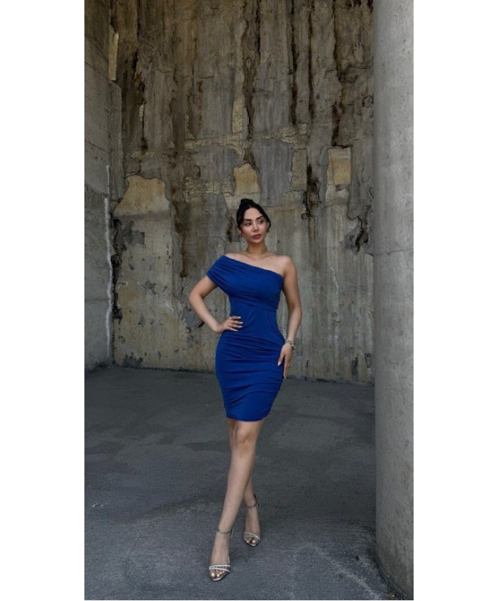216354 RENKLİ ELBİSE SANDY KUMAŞ