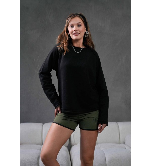 216706 SİYAH SWEAT % 100 COTTON
