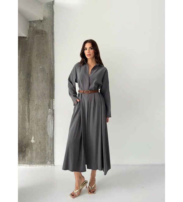 217016 GRİ ELBİSE MODAL KUMAŞ