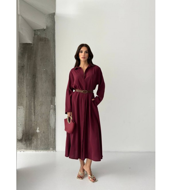 217019 BORDO ELBİSE MODAL KUMAŞ