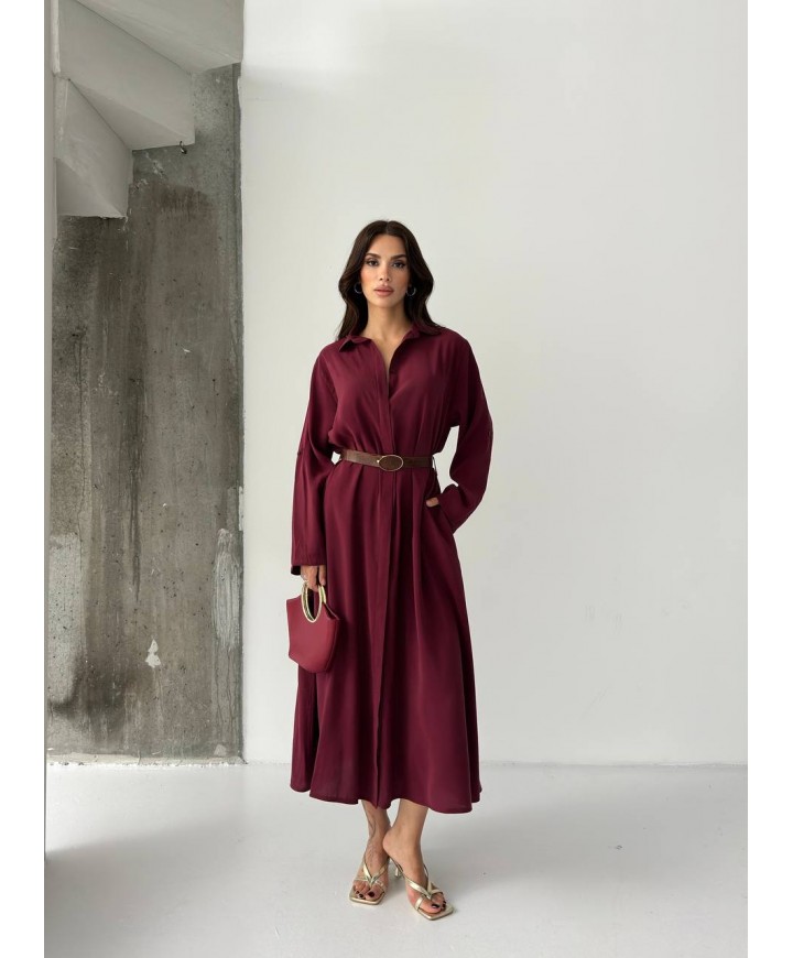 217019 BORDO ELBİSE MODAL KUMAŞ