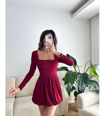 217039 BORDO ELBİSE ...