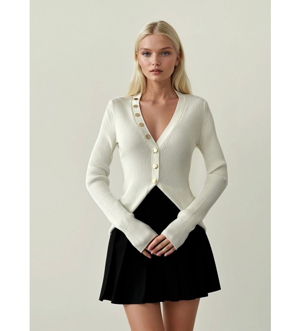 217129 WHITE CARDIGAN KNITWEAR
