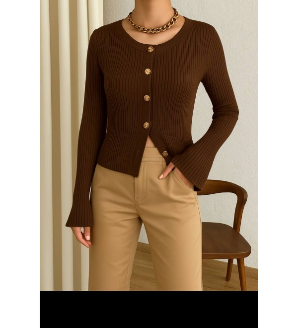 217145 COFFEE CARDIGAN KNITWEAR