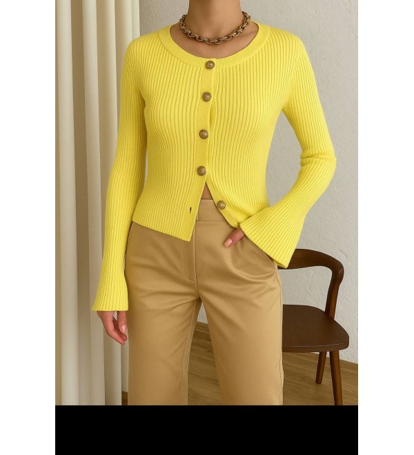 217147 YELLOW CARDIGAN KNITWEAR