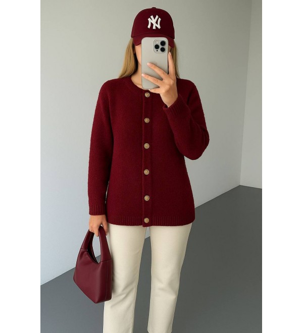 217161 Burgundy CARDIGAN KNITWEAR