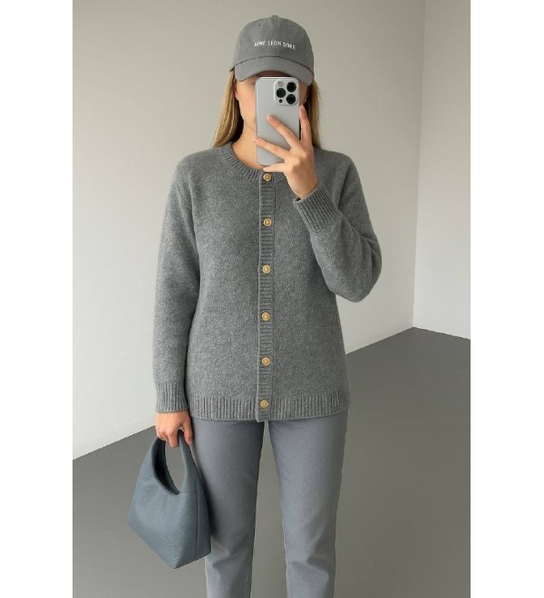 217163 GRAY CARDIGAN KNITWEAR