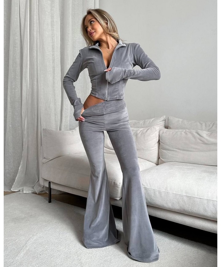 217186 GRİ EŞOFMAN TAKIM VELVET KUMAŞ