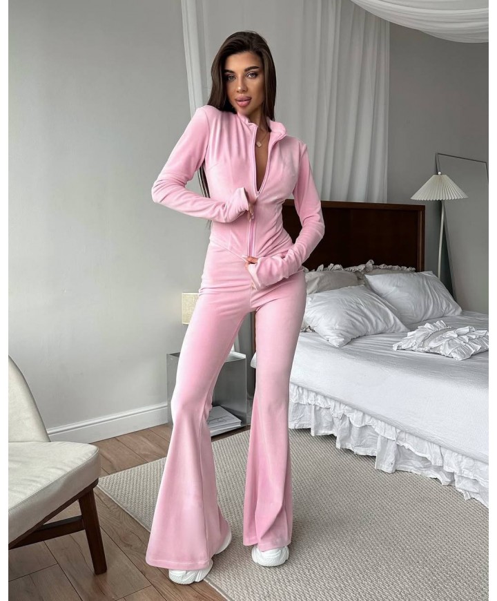217187 PEMBE EŞOFMAN TAKIM VELVET KUMAŞ