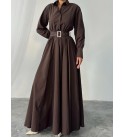 217245 KAHVE ELBİSE POPLİN KUMAŞ