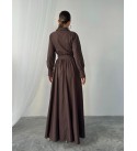 217245 KAHVE ELBİSE POPLİN KUMAŞ