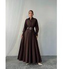 217245 KAHVE ELBİSE POPLİN KUMAŞ