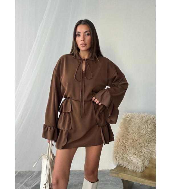 217269 KAHVE ELBİSE TRİKO