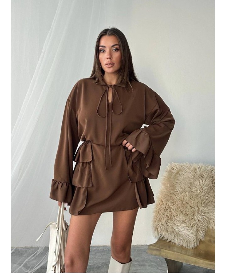 217269 KAHVE ELBİSE TRİKO